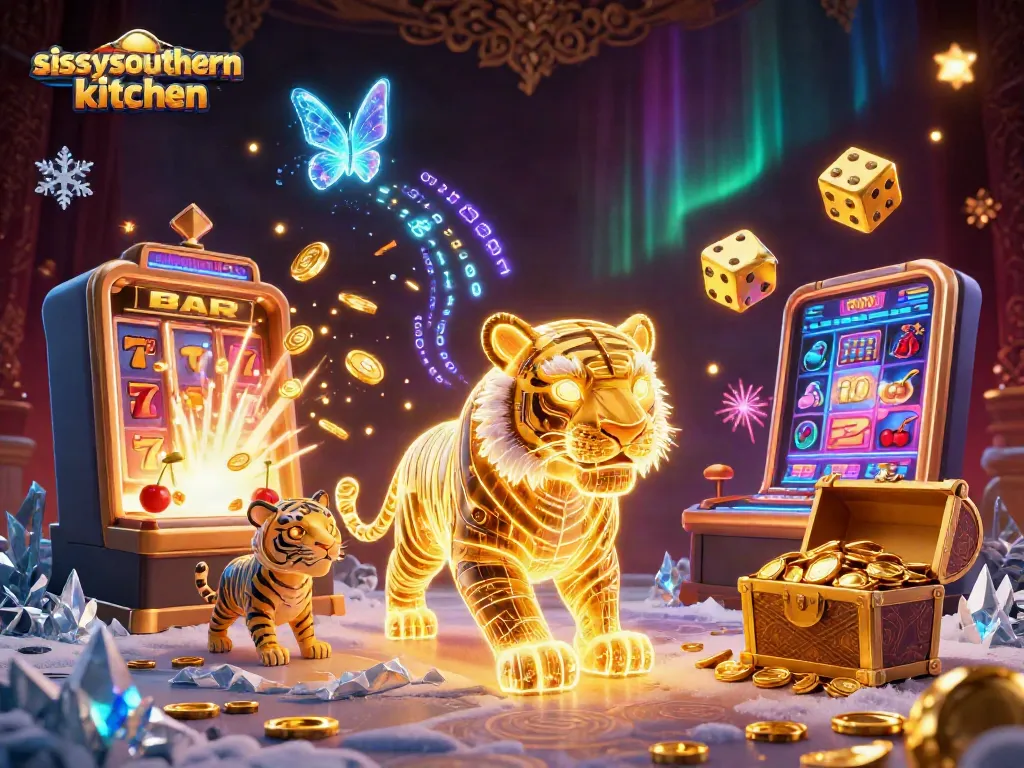 Bet at sissyssouthernkitchen with a vibrant scene of neon light animals and jackpot slots.