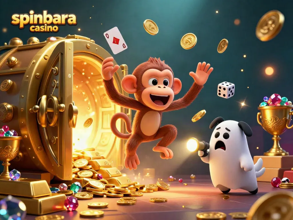 Experience the thrill of spinbara casino with mystical characters engaging in gambling action.